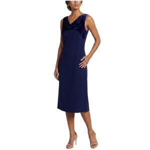 LAFAYETTE 148 NY NEW Dressy 14 Sculpting Firm Stretch Blue Velvet Cowl Luxury
